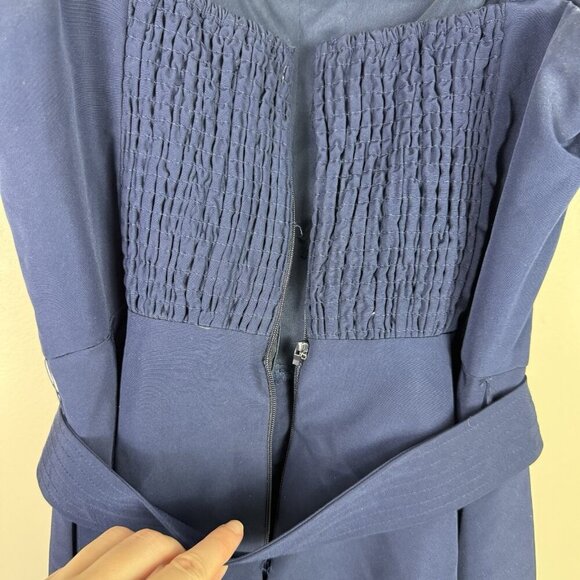 Julia Jordan Women's Navy Blue Belted Button Midi Dress Front Size 8 Party Chic - Picture 8 of 11